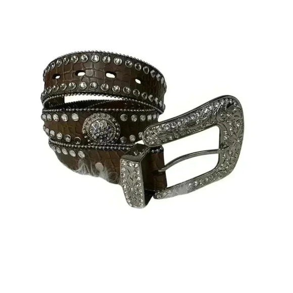 Blazin Roxx Women's Concho Studded Croc Embossed Western Belt - Picture 1 of 14